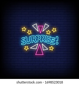 Surprise Neon Signs Style Text Vector