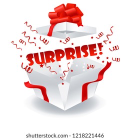 surprise open gift box with confetti vector 3D