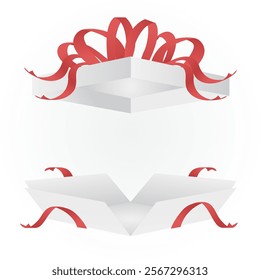Surprise open Gift Box. Present box as prize concept. Realistic open box. Graphic elements Discounts and promotions, special offers