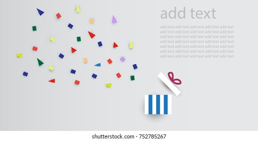 Surprise opened gift box on grey background vector can add idea or concept text on space 