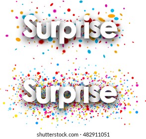 Surprise paper banners with color drops, French. Vector illustration.