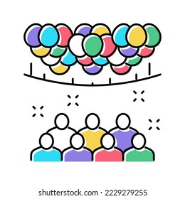 surprise party decorated balloon color icon vector. surprise party decorated balloon sign. isolated symbol illustration