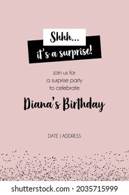 Surprise Party | Secret Party vector calligraphic invitation card