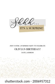 Surprise party vector calligraphic design on white background