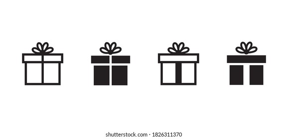 Surprise present box design. Stock vector, Present gift box Vector isolated elements, Christmas gift icon set.