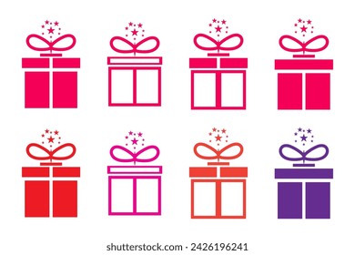 Surprise present gift box icon vector.