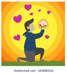 surprise proposal character .smart man giving a ring poses