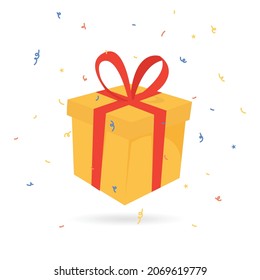 surprise red gift box birthday celebration special give away package vector icon