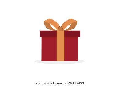 surprise red gift box, birthday celebration, special give away package, loyalty program reward, wonder gift with exclamation mark, vector icon, flat illustration