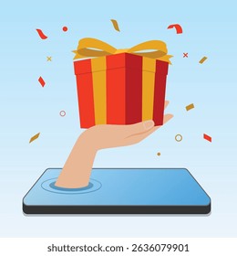 Surprise red gift box special give away package reward online presents, digital gift