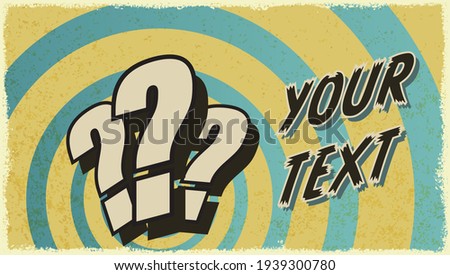Surprise, secret or question screen 16:9 video format, place for text on vintage pin-up broadcast background
