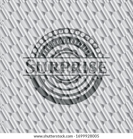 Surprise silver emblem. Scales pattern. Vector Illustration. Detailed.