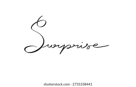 Surpresa fonte de texto caligrafia mão escrita lettering script preto cor objeto ícone surpresa surpresa surpresa choque moda celebração linda presente desfrutar de moda banner surpresa ícone de negócios