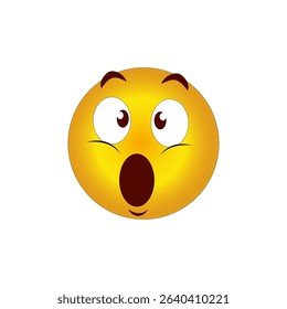 Surprise vector icon. Shocked face shape. Yellow color design. White background symbol.