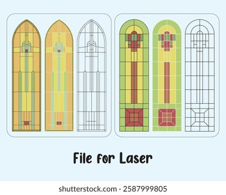 Surprise your clients with this fabulous decorative stained glass design, Vector design ready for laser cutting