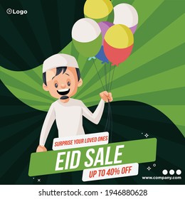 Surprise your loved ones eid sale banner design template. Vector graphic illustration.