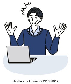 Überraschter 40er oder 50er Mann auf Computerbildschirm