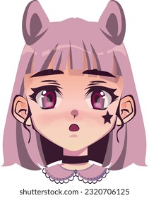 surprised _ cute anime girl emotion _  cartoon girl with pin hair and big eyes