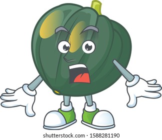 Surprised acorn squash gesture on cartoon mascot design