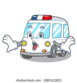Surprised ambulance mascot cartoon style