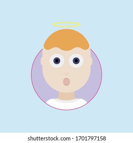 Surprised angel on a soft background
