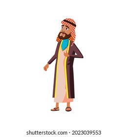 surprised arab man looking at fontaine cartoon vector. surprised arab man looking at fontaine character. isolated flat cartoon illustration