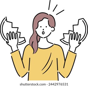 surprised asian woman broken dish