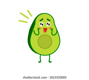 Überraschender Avocado auf weißem Hintergrund. Cartoon. Vektorgrafik.