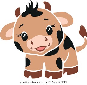 Surprised baby bull. The drawing is ready for cutting. Vector