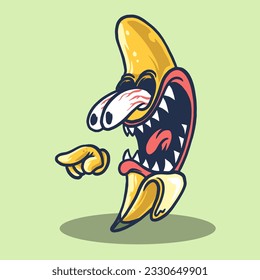 surprised banana cartoon. good for tees design and logo