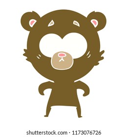 surprised bear flat color style cartoon