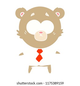 surprised bear flat color style cartoon