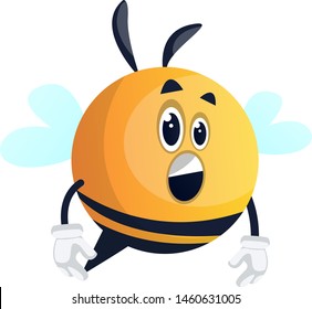 Surprised bee, illustration, vector on white background.