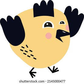 Surprised Bird, Illustration, Vector On A White Background.