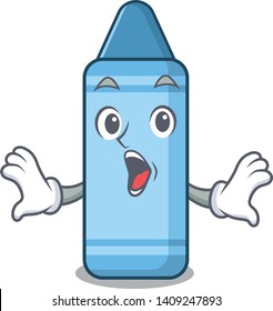 Surprised blue crayon in the character shape
