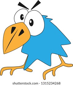 Surprised blue crow bird 