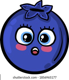 Surprised blueberry, illustration, vector on white background