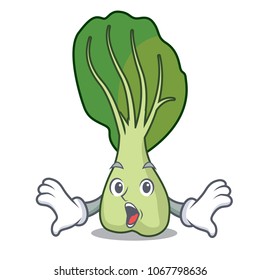 Surprised bok choy mascot cartoon