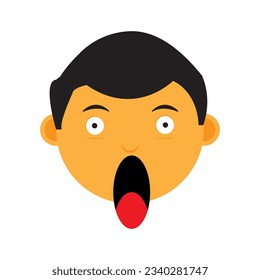 Surprised boy expression vector illustration. emoji style art.