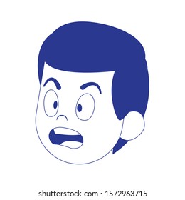surprised boy face icon over white background, vector illustration