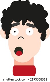 Überraschter Junge, Illustration, Vektorgrafik auf weißem Hintergrund.