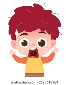 Surprised Boy with Open Mouth. Expressing surprise or shock