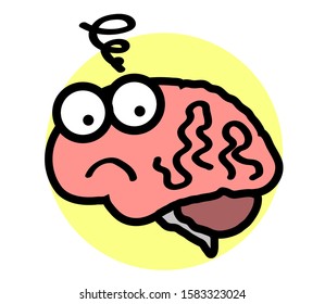 Surprised brain on a white background. Cartoon. Vector illustration.