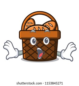 Surprised bread basket mascot cartoon