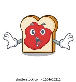 Surprised bread with jam mascot cartoon