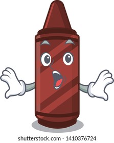 Surprised brown crayon in the cartoon column