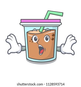 Surprised bubble tea mascot cartoon