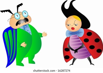 surprised bug and coquettish ladybug