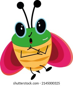 Surprised bug, illustration, vector on a white background.