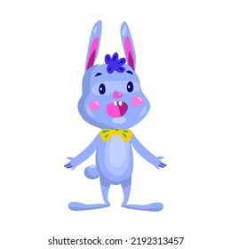 Surprised bunny. Character design. Can be used for branding, graphic design, product for children, stickers for social network. Isolated vector  illustration on white background.